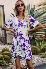 Out And About Twisted Tie Dye Tee Shirt Dress - MXSTUDIO.COM