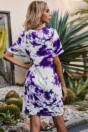 Out And About Twisted Tie Dye Tee Shirt Dress - MXSTUDIO.COM