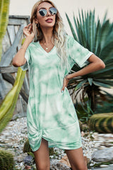 Out And About Twisted Tie Dye Tee Shirt Dress - MXSTUDIO.COM