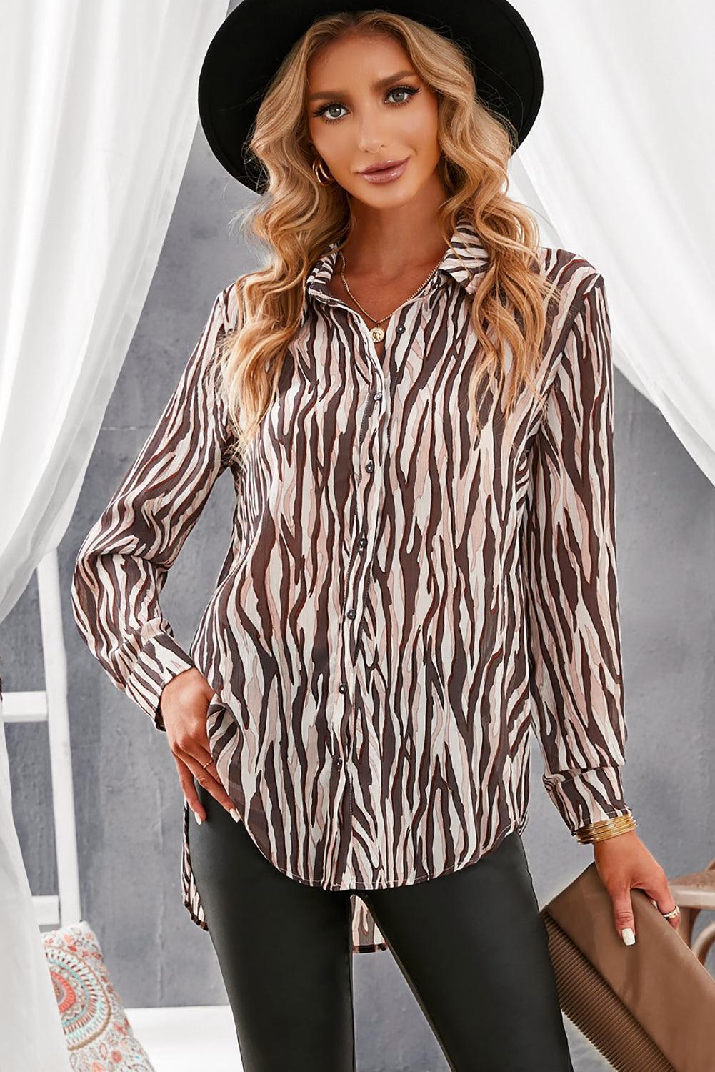 Out and About Animal Print Long Sleeve Shirt - MXSTUDIO.COM