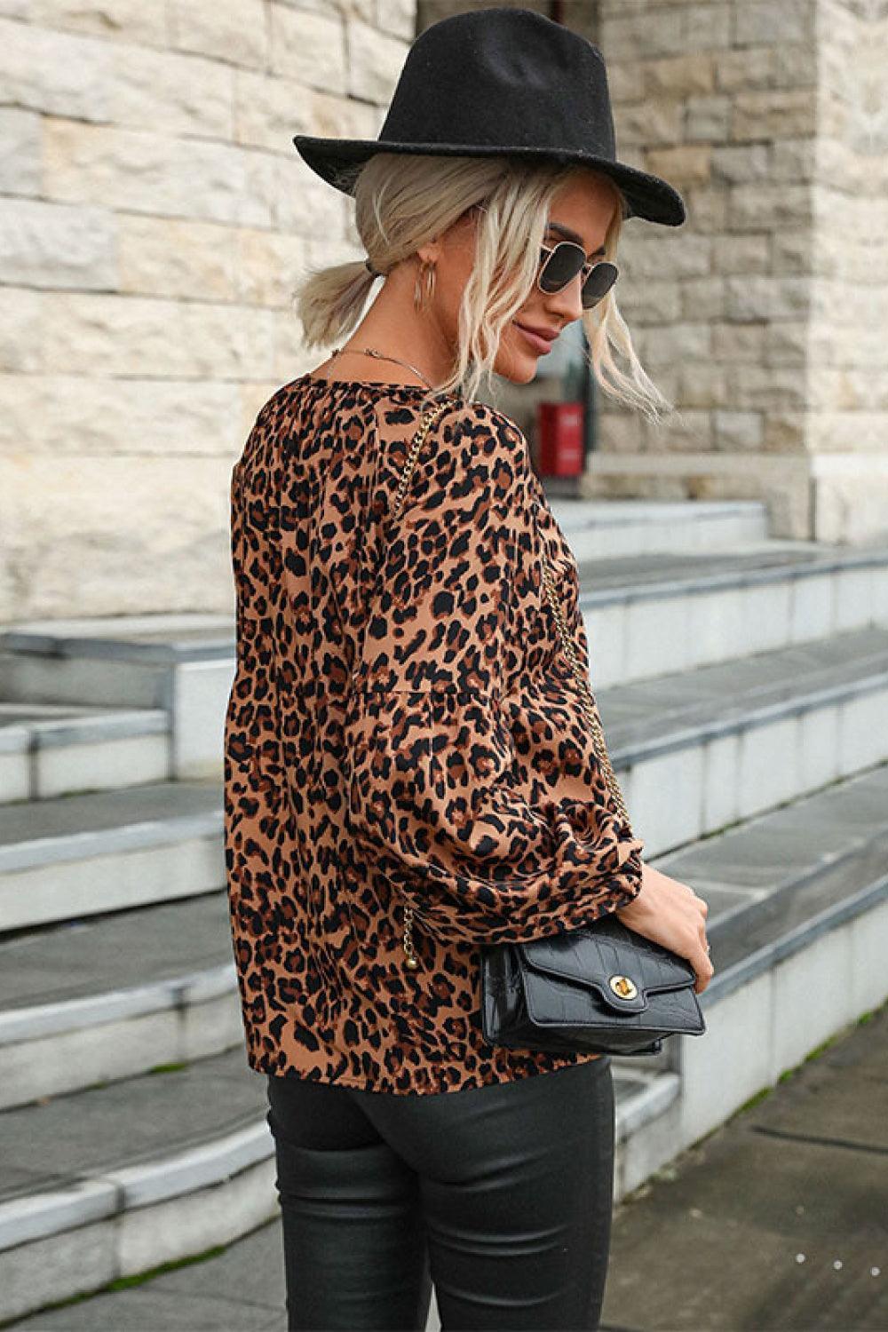 Out and About Leopard Long Sleeve Top - MXSTUDIO.COM
