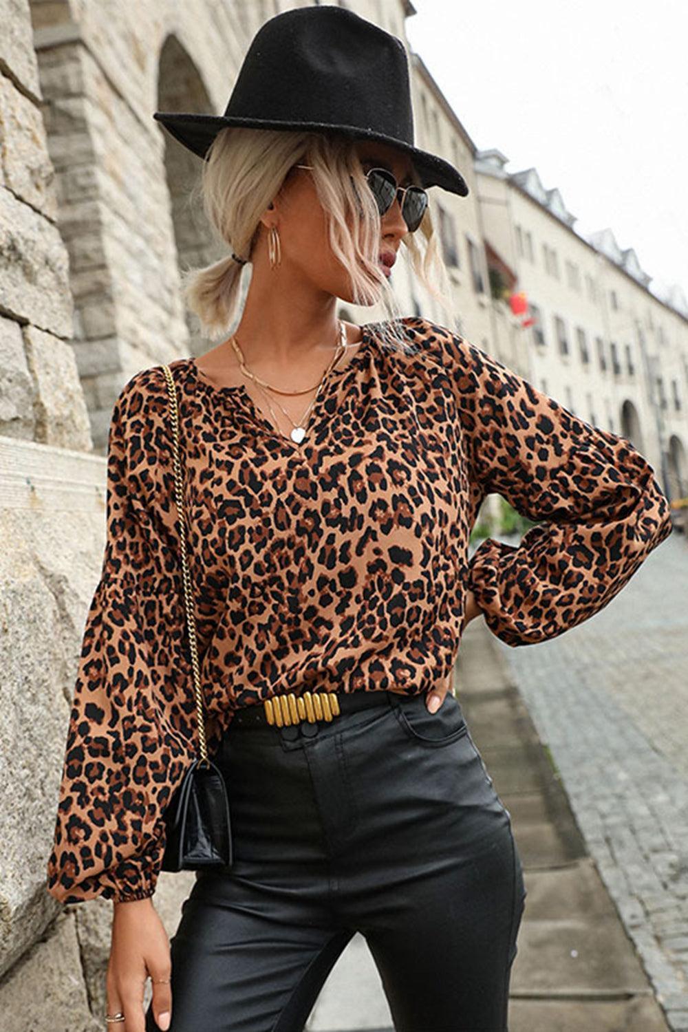 Out and About Leopard Long Sleeve Top - MXSTUDIO.COM