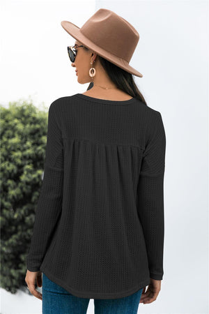 Out of the Ordinary Knit Babydoll Long Sleeve Top - MXSTUDIO.COM