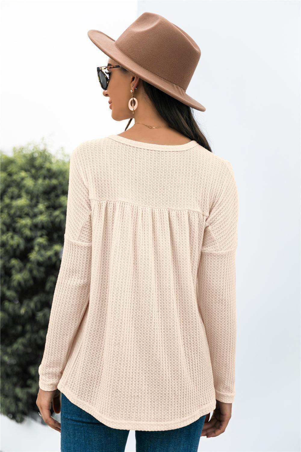Out of the Ordinary Knit Babydoll Long Sleeve Top - MXSTUDIO.COM