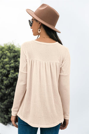 Out of the Ordinary Knit Babydoll Long Sleeve Top - MXSTUDIO.COM