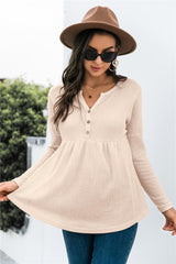 Out of the Ordinary Knit Babydoll Long Sleeve Top - MXSTUDIO.COM