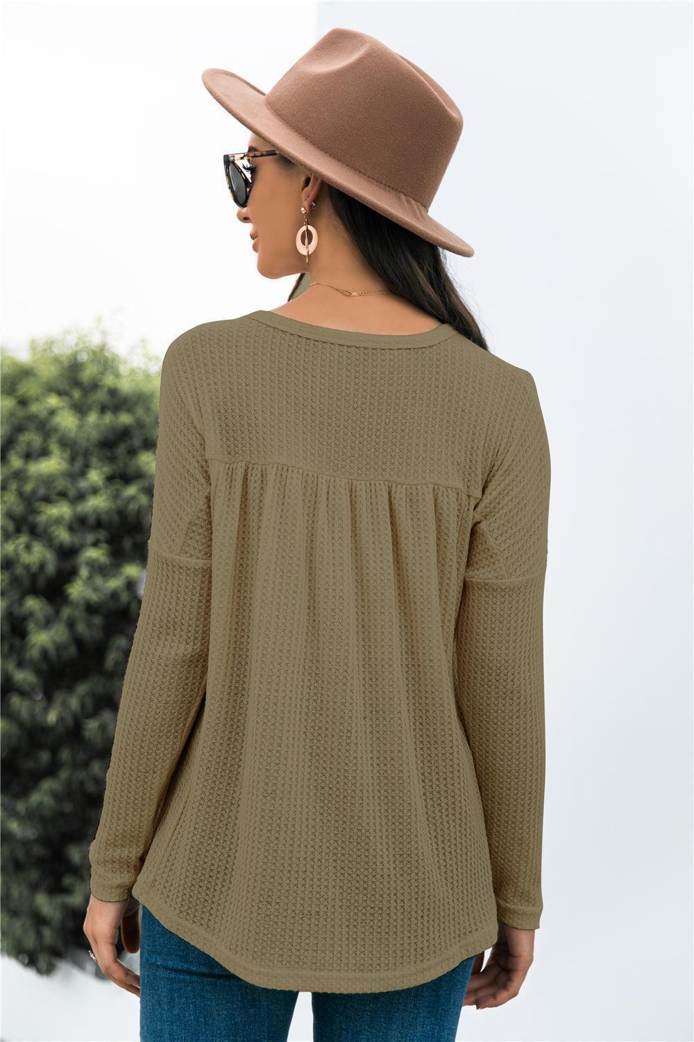 Out of the Ordinary Knit Babydoll Long Sleeve Top - MXSTUDIO.COM