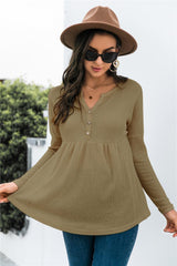 Out of the Ordinary Knit Babydoll Long Sleeve Top - MXSTUDIO.COM