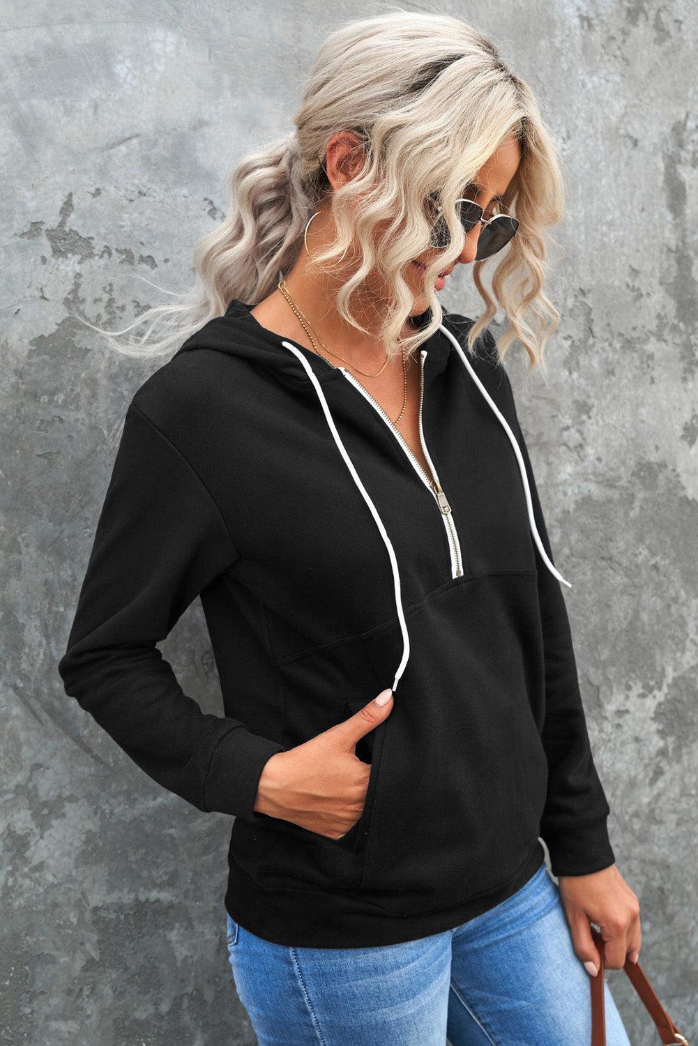 Outdoor Ready Kangaroo Pockets Half Zip Hoodie - MXSTUDIO.COM