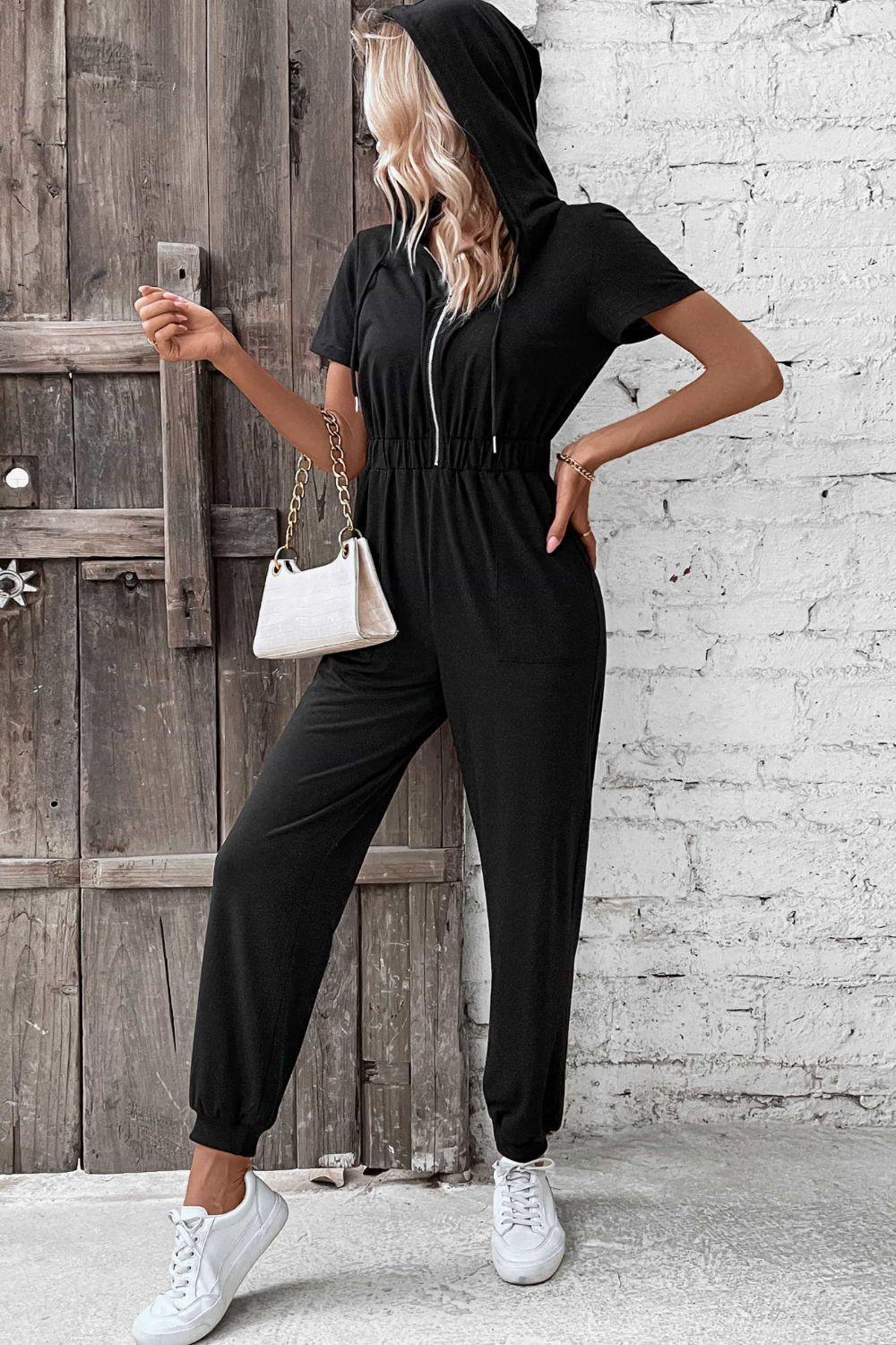 Outdoor Ready Tapered Leg Zip-Up Hooded Jumpsuit - MXSTUDIO.COM - Stylish Womens Clothing