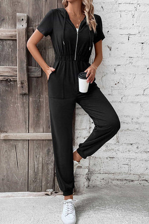 Outdoor Ready Tapered Leg Zip-Up Hooded Jumpsuit - MXSTUDIO.COM - Stylish Womens Clothing