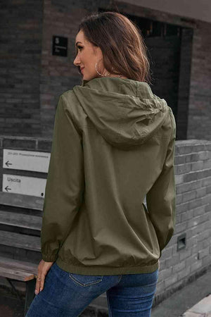 Outdoorsy Long Sleeve Snap On Zip Hoodie-MXSTUDIO.COM