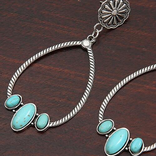 Outfit Enhancing Artificial Turquoise Teardrop Earrings-MXSTUDIO.COM