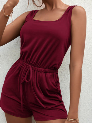 Outgoing Sleeveless Square Neck Romper - MXSTUDIO.COM