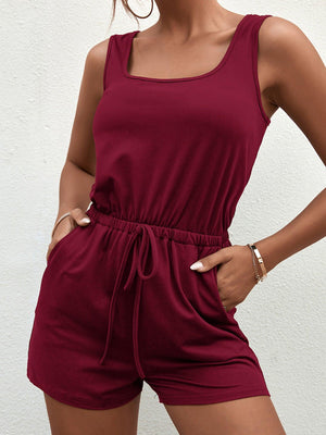 Outgoing Sleeveless Square Neck Romper - MXSTUDIO.COM