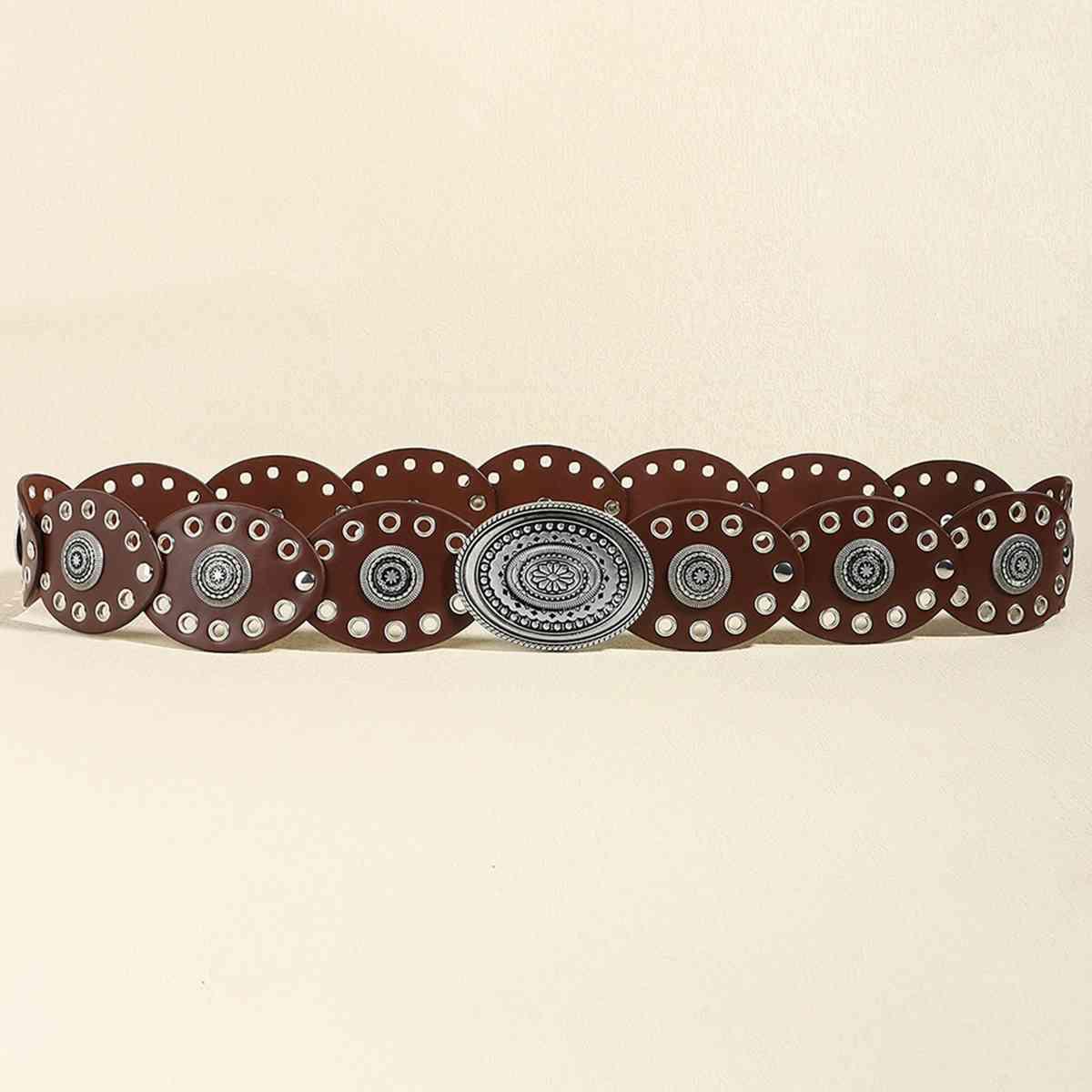 a brown belt with circles and circles on it