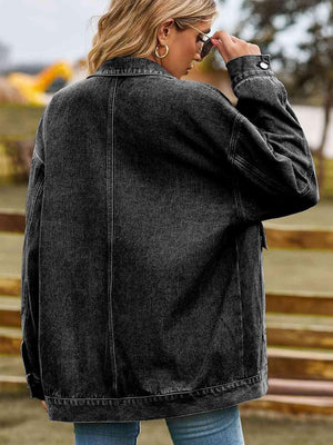 Dropped Shoulder Oversized Denim Jacket - MXSTUDIO.COM