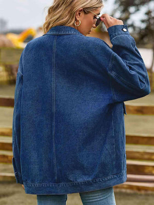 Dropped Shoulder Oversized Denim Jacket - MXSTUDIO.COM