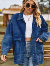 Dropped Shoulder Oversized Denim Jacket - MXSTUDIO.COM