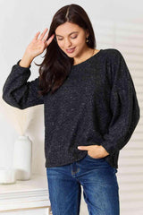 Oversized Fit Long Sleeve Plus Size Glitter Top - MXSTUDIO.COM