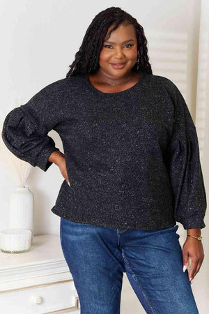 Oversized Fit Long Sleeve Plus Size Glitter Top - MXSTUDIO.COM