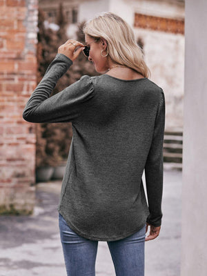 Own The Day Long Sleeve Square Neck Blouse - MXSTUDIO.COM