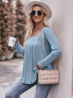 Own The Day Long Sleeve Square Neck Blouse - MXSTUDIO.COM