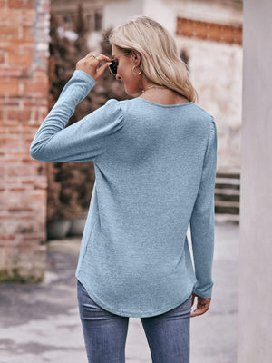 Own The Day Long Sleeve Square Neck Blouse - MXSTUDIO.COM