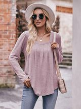 Own The Day Long Sleeve Square Neck Blouse - MXSTUDIO.COM