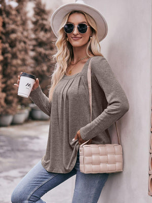 Own The Day Long Sleeve Square Neck Blouse - MXSTUDIO.COM