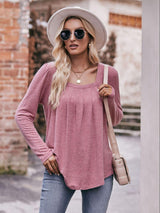 Own The Day Long Sleeve Square Neck Blouse - MXSTUDIO.COM