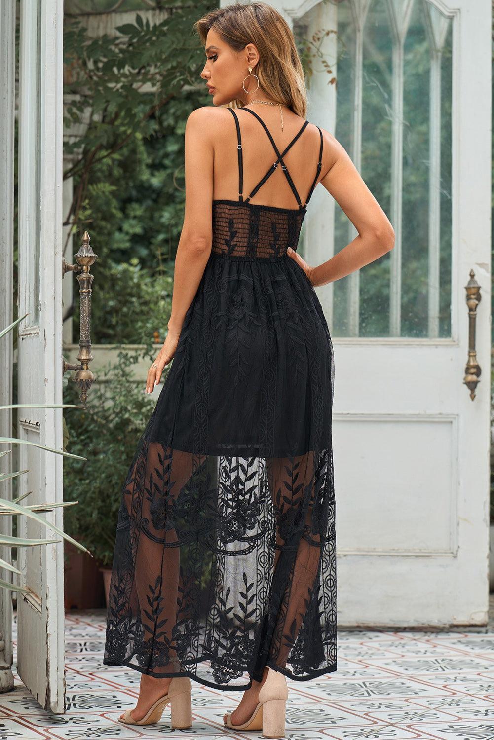 Own The Day Sleeveless Black Lace Maxi Dress - MXSTUDIO.COM