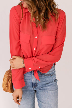 Paint the Town Red Button-Up Long Sleeve Shirt - MXSTUDIO.COM