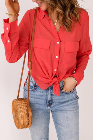 Paint the Town Red Button-Up Long Sleeve Shirt - MXSTUDIO.COM