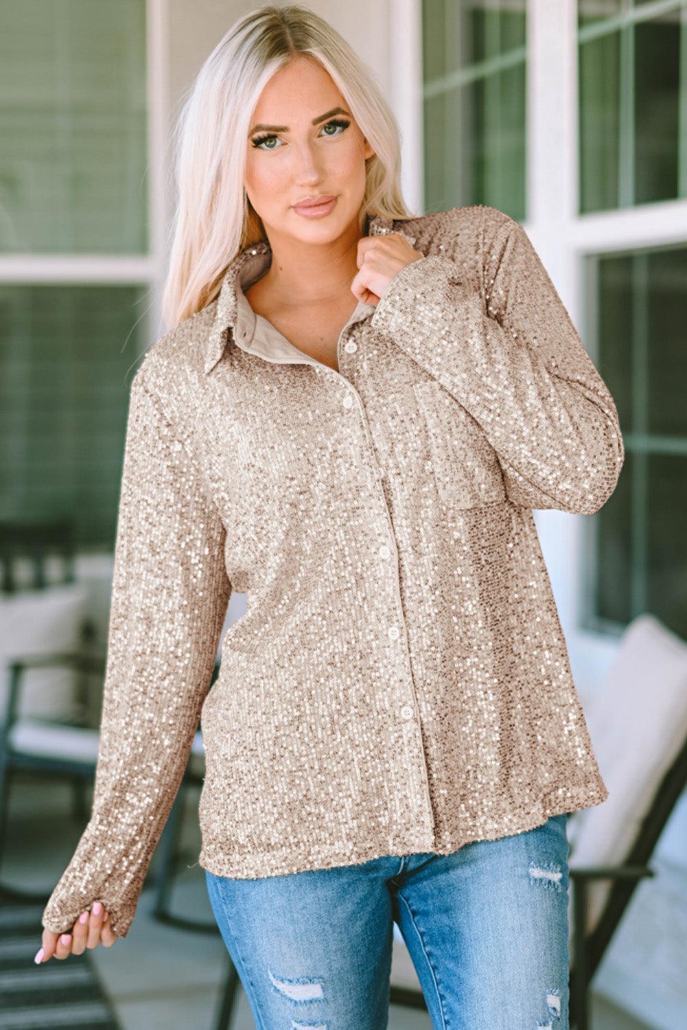 Party Ready Long Sleeve Sequin Shirt - MXSTUDIO.COM