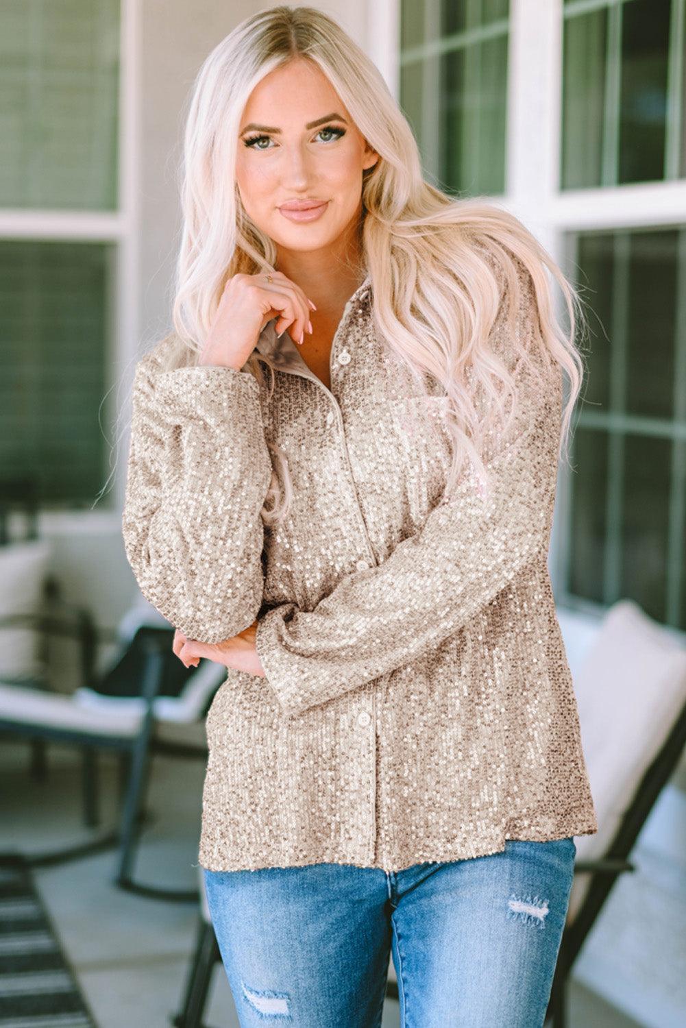 Party Ready Long Sleeve Sequin Shirt - MXSTUDIO.COM