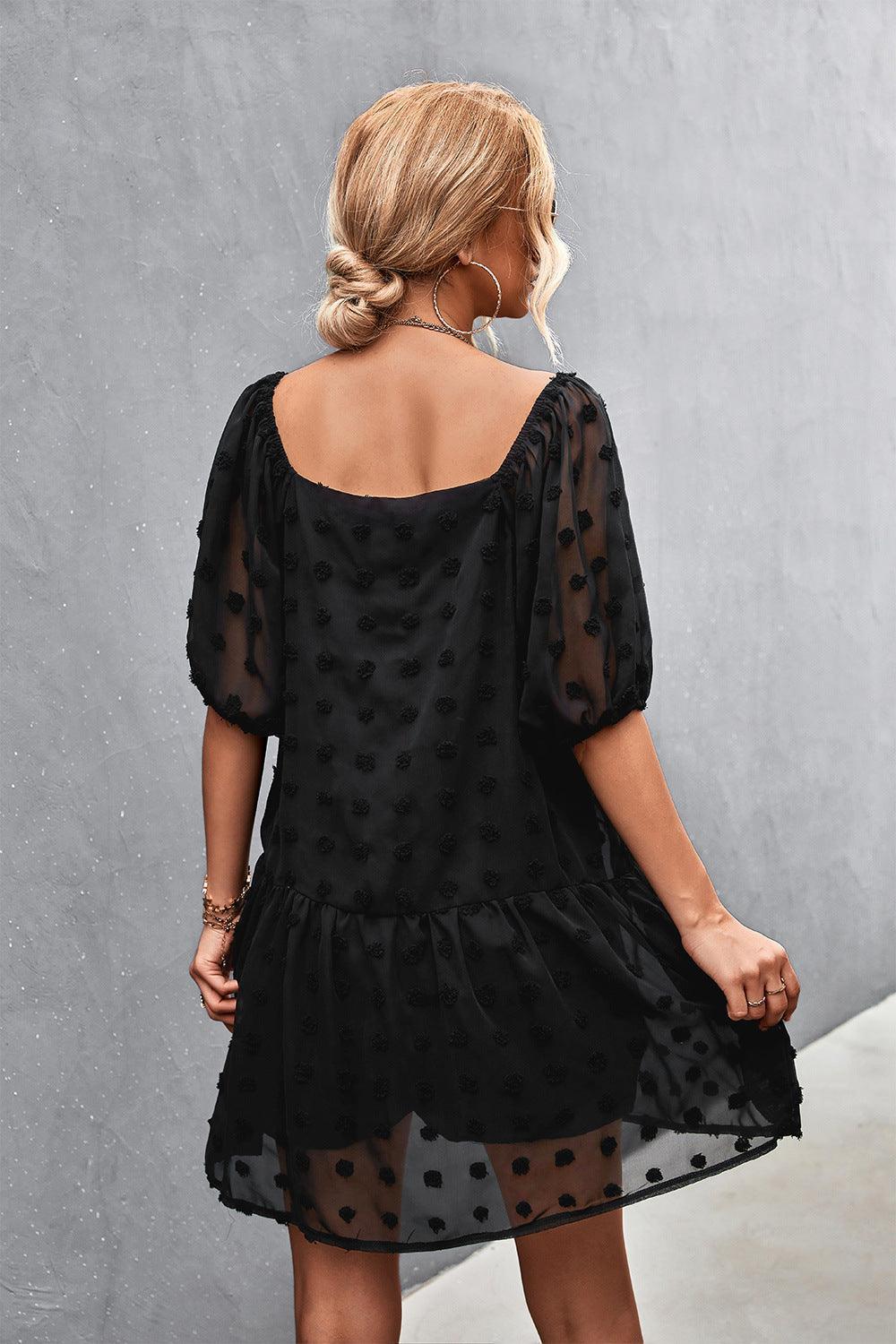 Passionate Swiss Dot Balloon Sleeve Dress - MXSTUDIO.COM