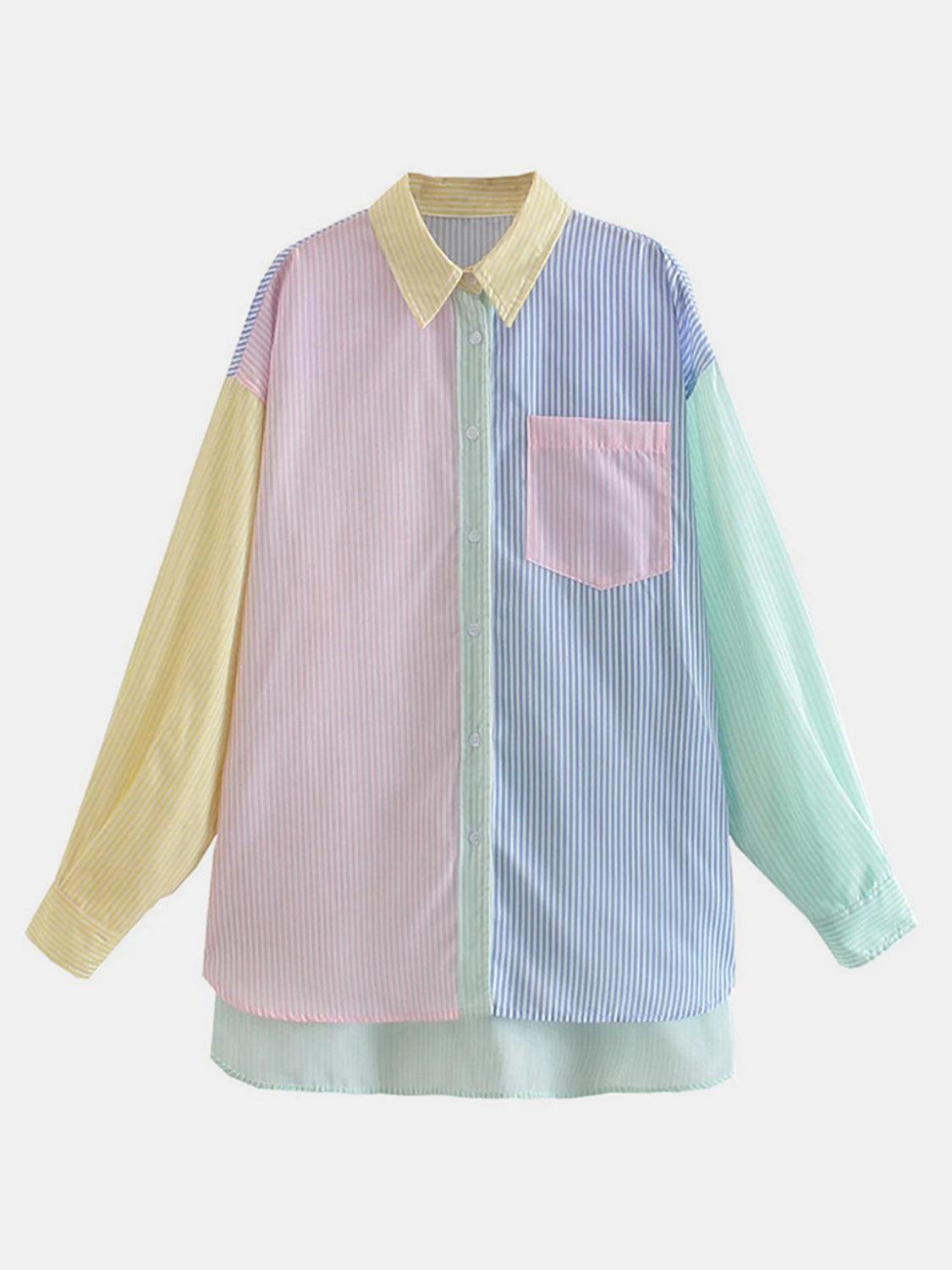 a shirt with a multicolored shirt collar