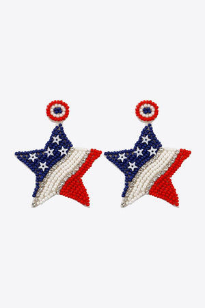 Patriotic US Flag Star Shaped Beaded Earrings - MXSTUDIO.COM