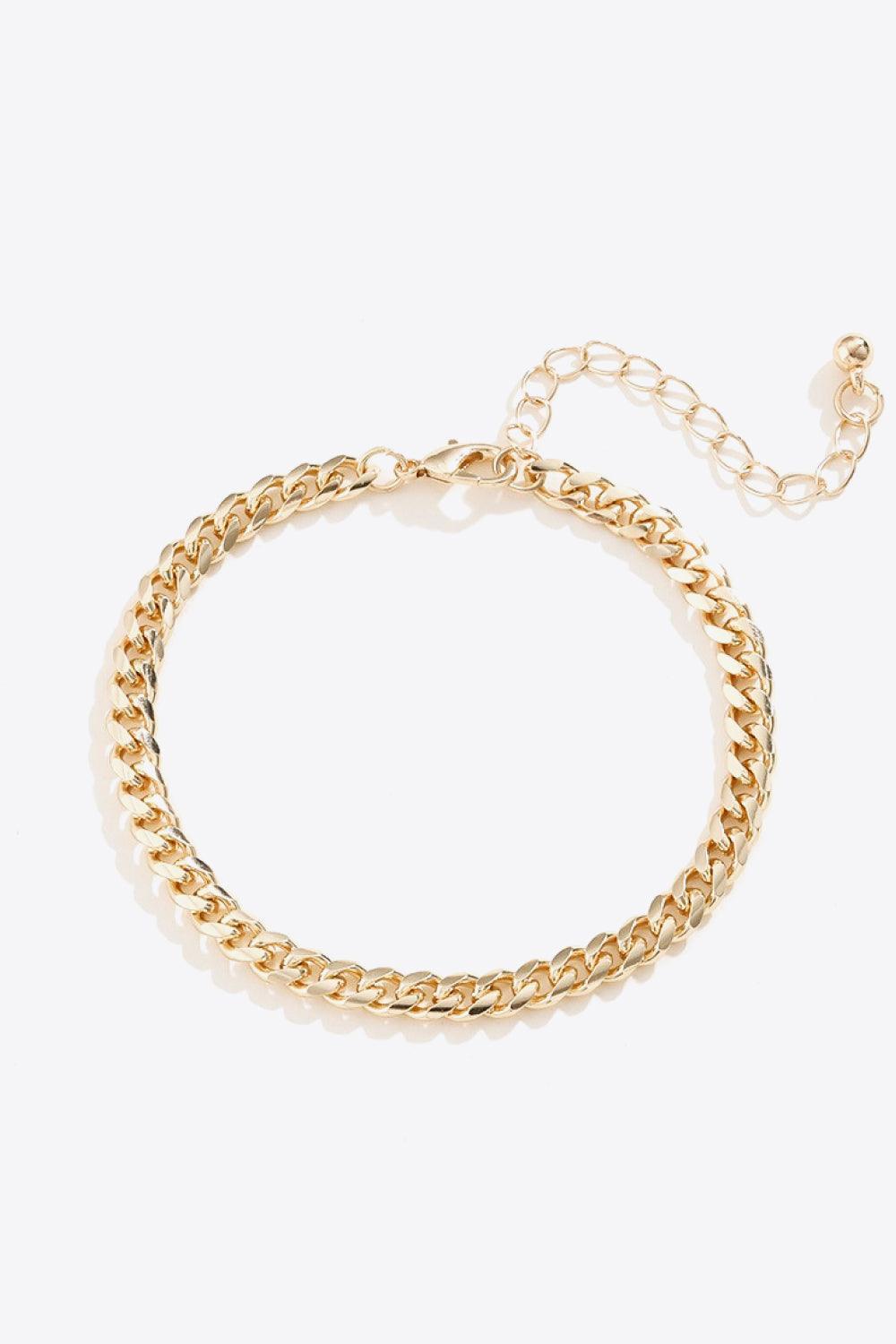 Perennial Elegance Gold Curb Chain Bracelet-MXSTUDIO.COM