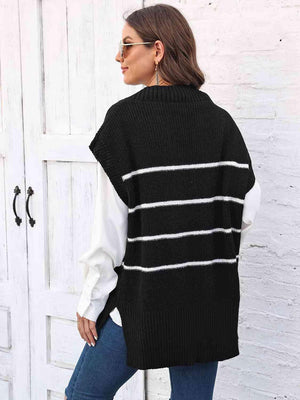 Perfect Layer V-Neck Striped Sweater Vest - MXSTUDIO.COM