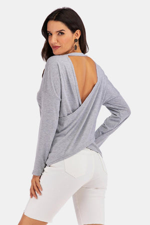 Perfect Me Open Back V-Neck Sweatshirt - MXSTUDIO.COM