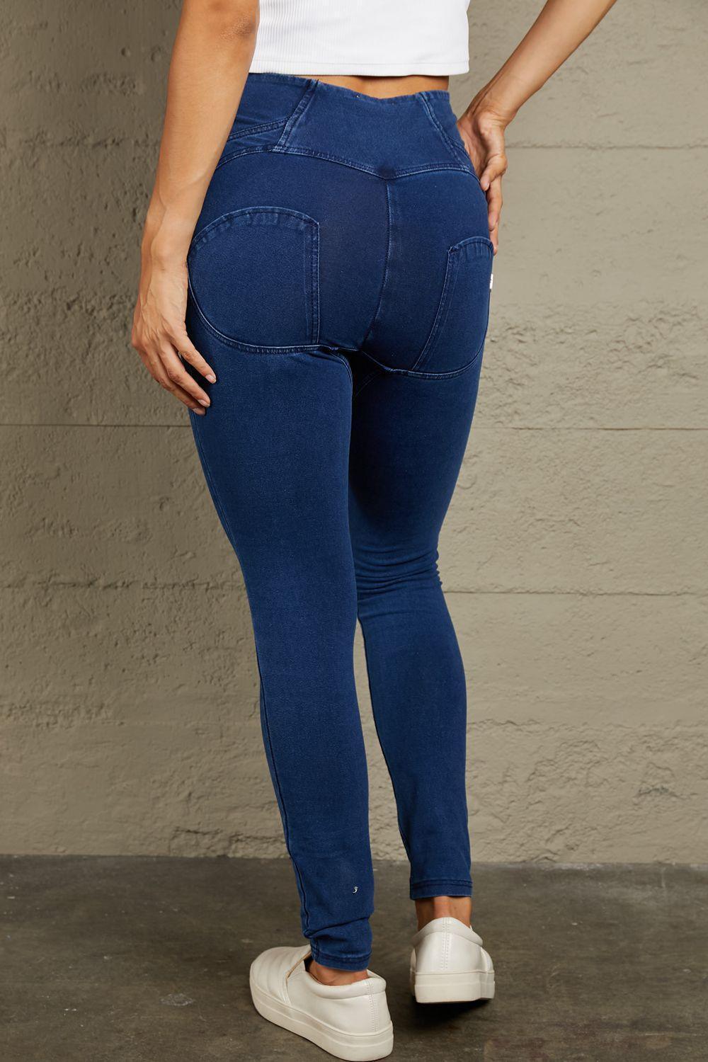 Perfect Shape High Waist Navy Blue Skinny Jeans - MXSTUDIO.COM