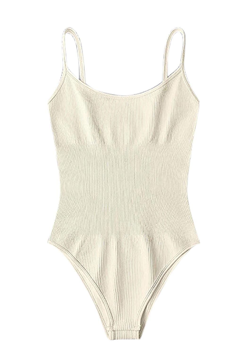 a women's white one piece swimsuit on a white background