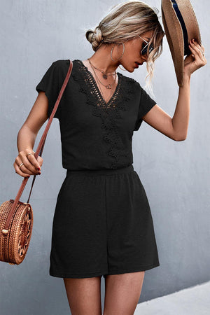 Perfect Sunday V Neck Short Sleeve Romper - MXSTUDIO.COM