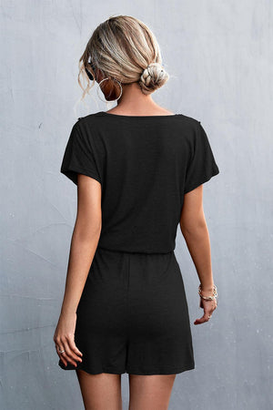 Perfect Sunday V Neck Short Sleeve Romper - MXSTUDIO.COM