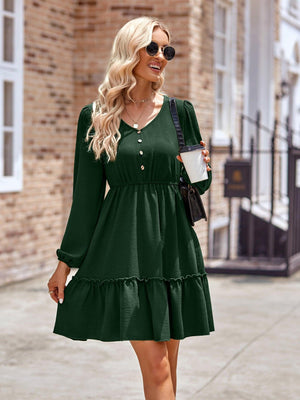 Perfect Weekend A-Line Mini Long Sleeve Dress - MXSTUDIO.COM