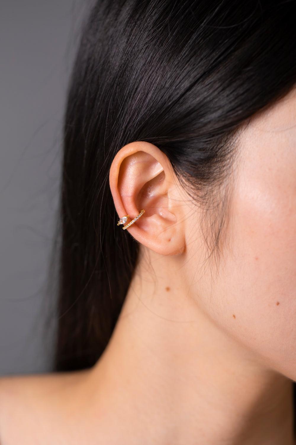 Perfected Self Inlaid Zircon Cuff Single Earring - MXSTUDIO.COM