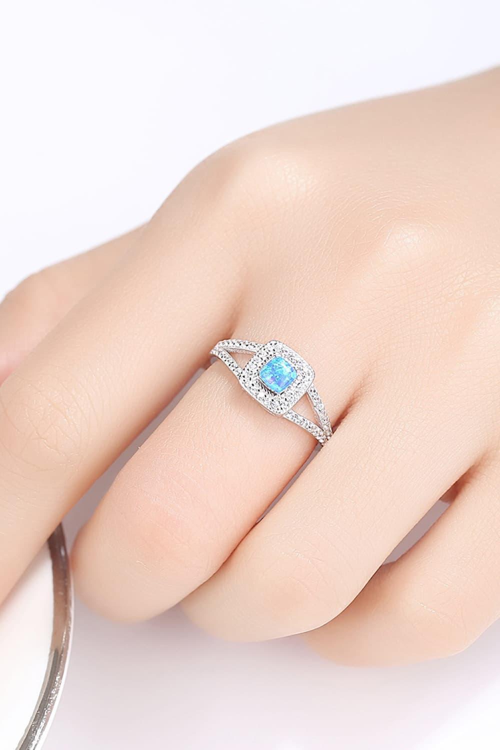 Perfectly Lovely Sterling Silver Split Shank Opal Ring - MXSTUDIO.COM