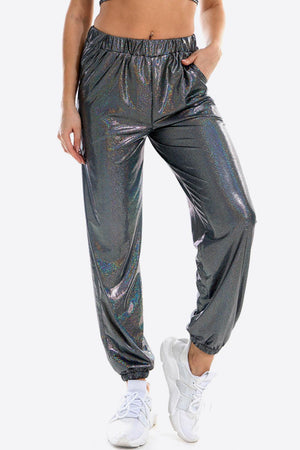 Perform In Style Tapered Leg Glitter Pants - MXSTUDIO.COM